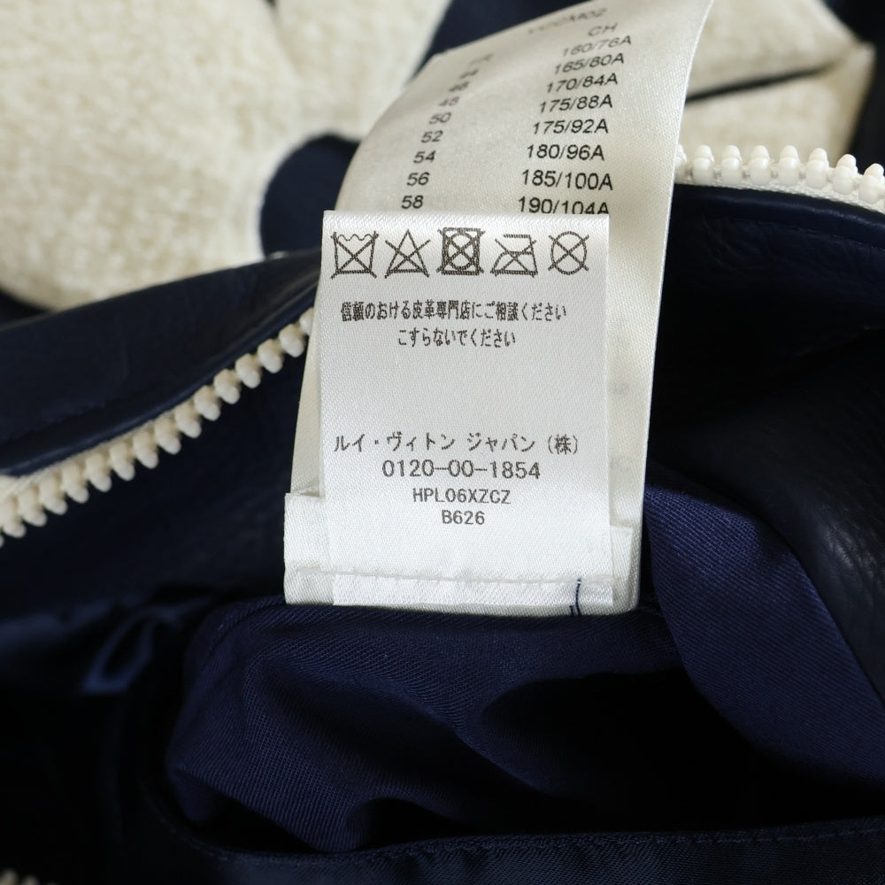 LOUIS VUITTONルイ・ヴィトン　レザーパイピングコート　ネイビー S org.jpg