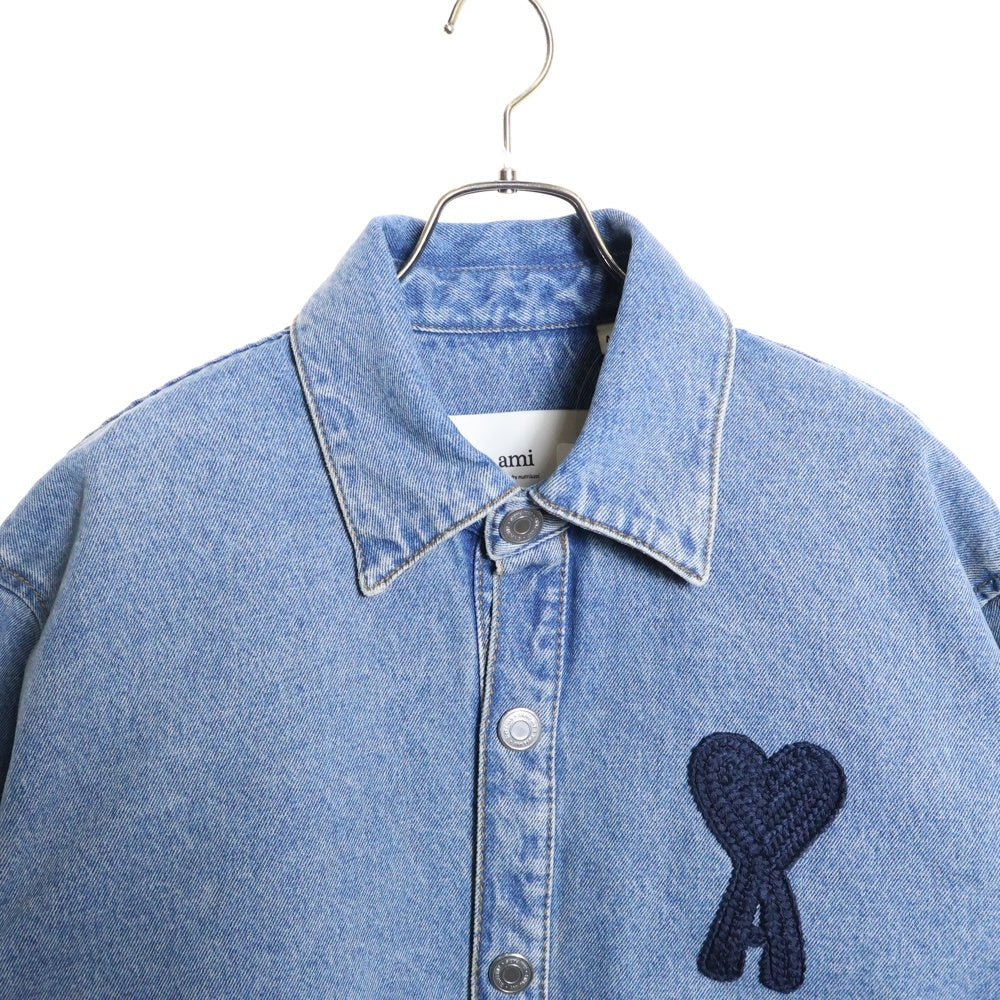 ami paris(アミパリス) ハート刺繍 ウォッシュド デニムジャケット