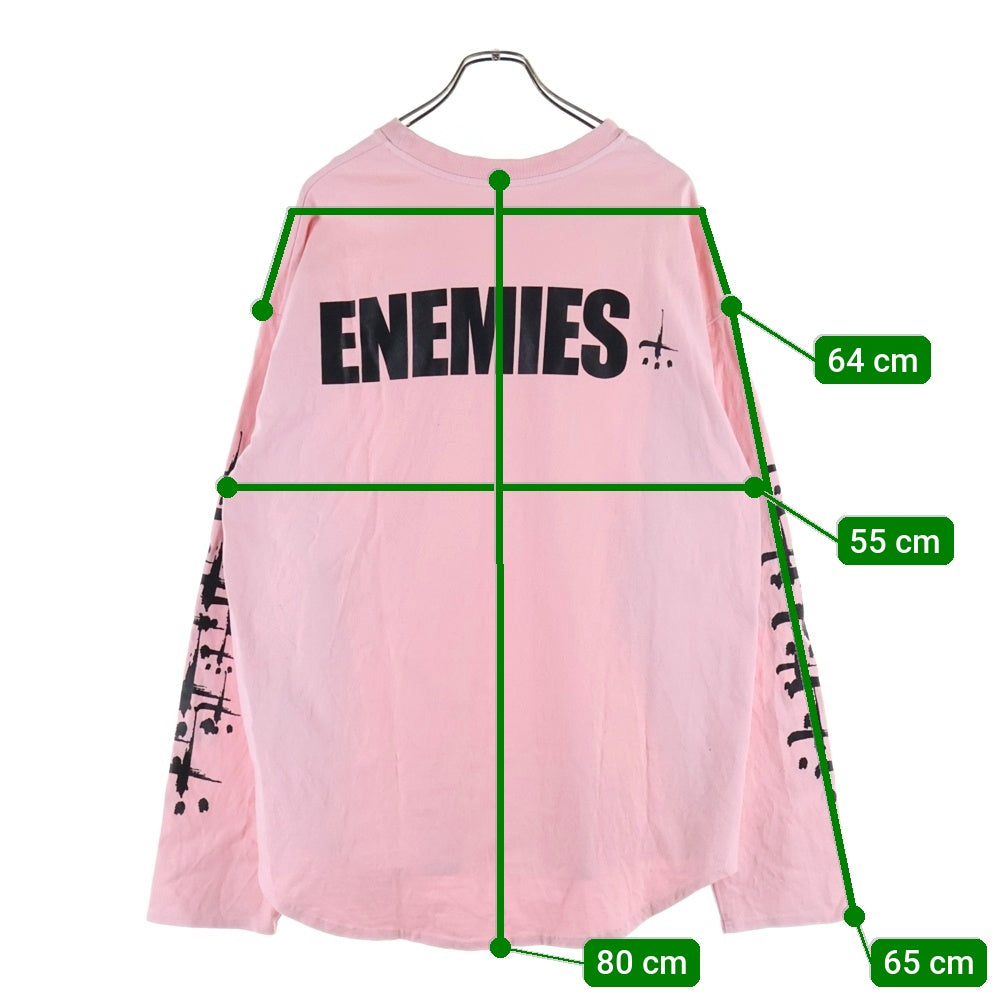 cvtvlist(カタリスト) グラッフィックロゴ プリント クルーネック 長袖Tシャツ カットソー ピンク 2101090303