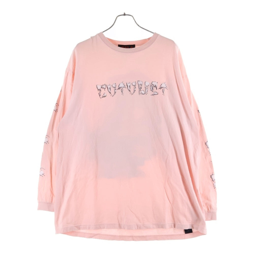 cvtvlist(カタリスト) ペイント グラフィックプリント クルーネック 長袖Tシャツ カットソーピンク 240109OS06