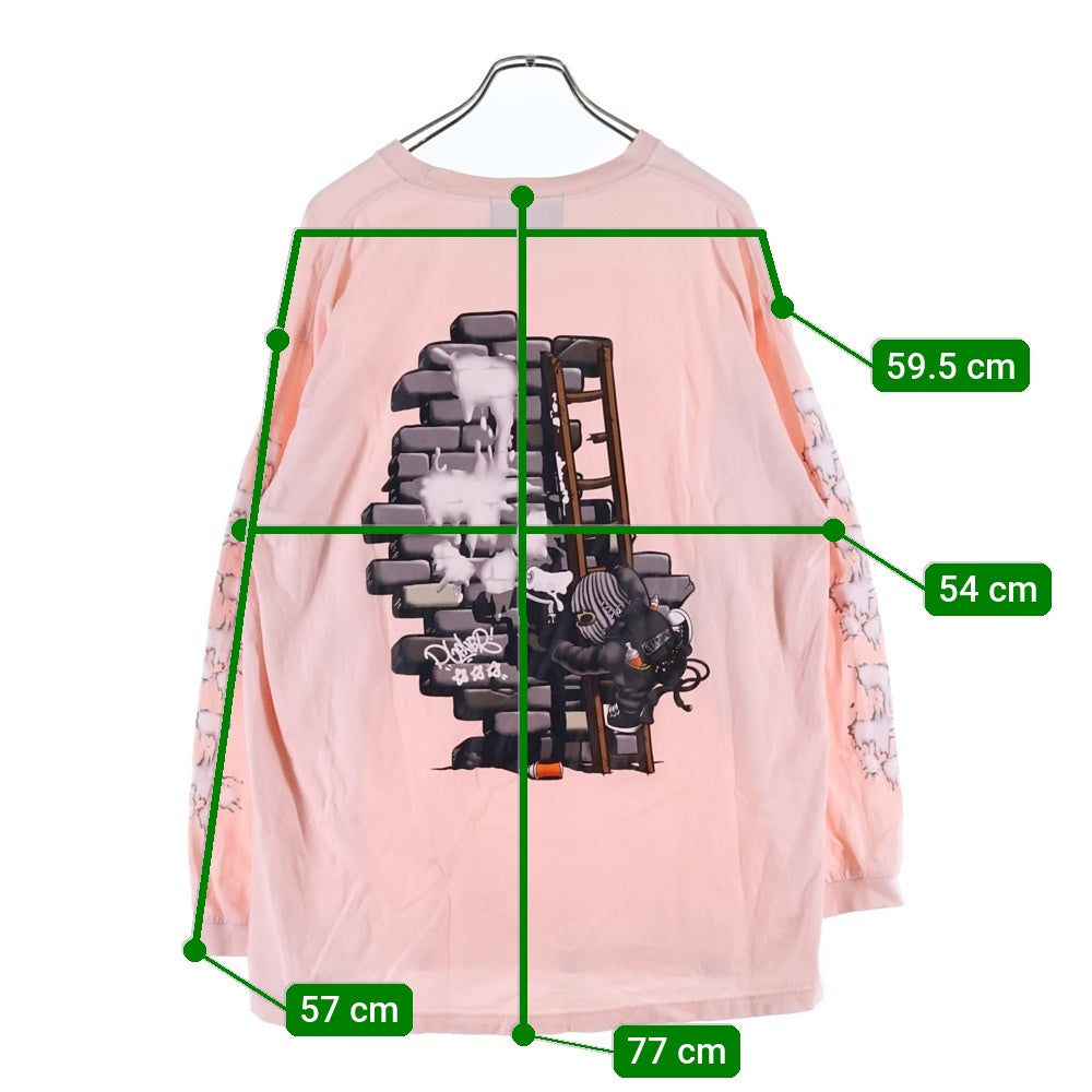 cvtvlist(カタリスト) ペイント グラフィックプリント クルーネック 長袖Tシャツ カットソーピンク 240109OS06