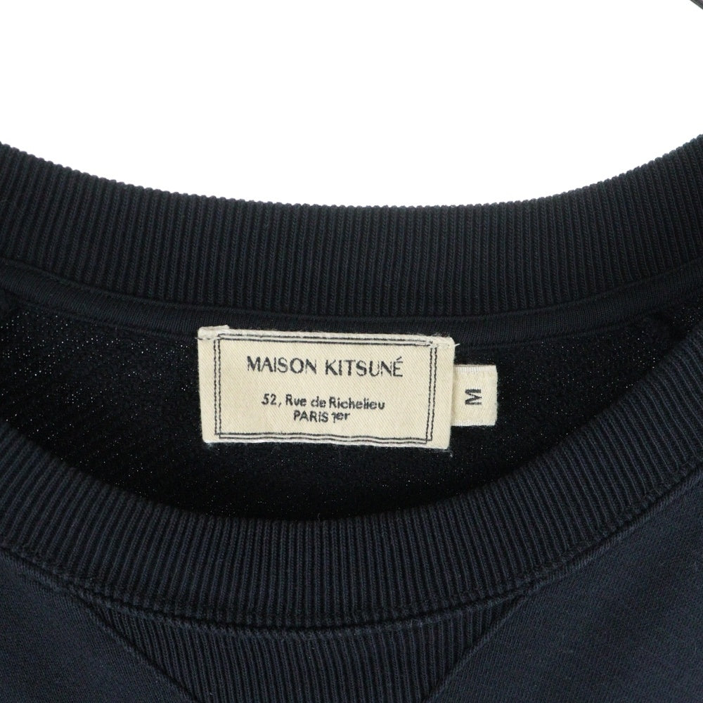 MAISON KITSUNE(メゾンキツネ) チラックスロゴ刺繍 クルーネック長袖スウェット トレーナー ブラック GU00342KM0002