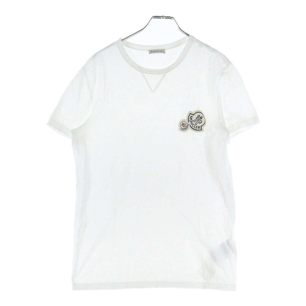 MONCLER(モンクレール) ダブルロゴパッチ クルーネック半袖Tシャツカットソー ホワイト F20918C78100