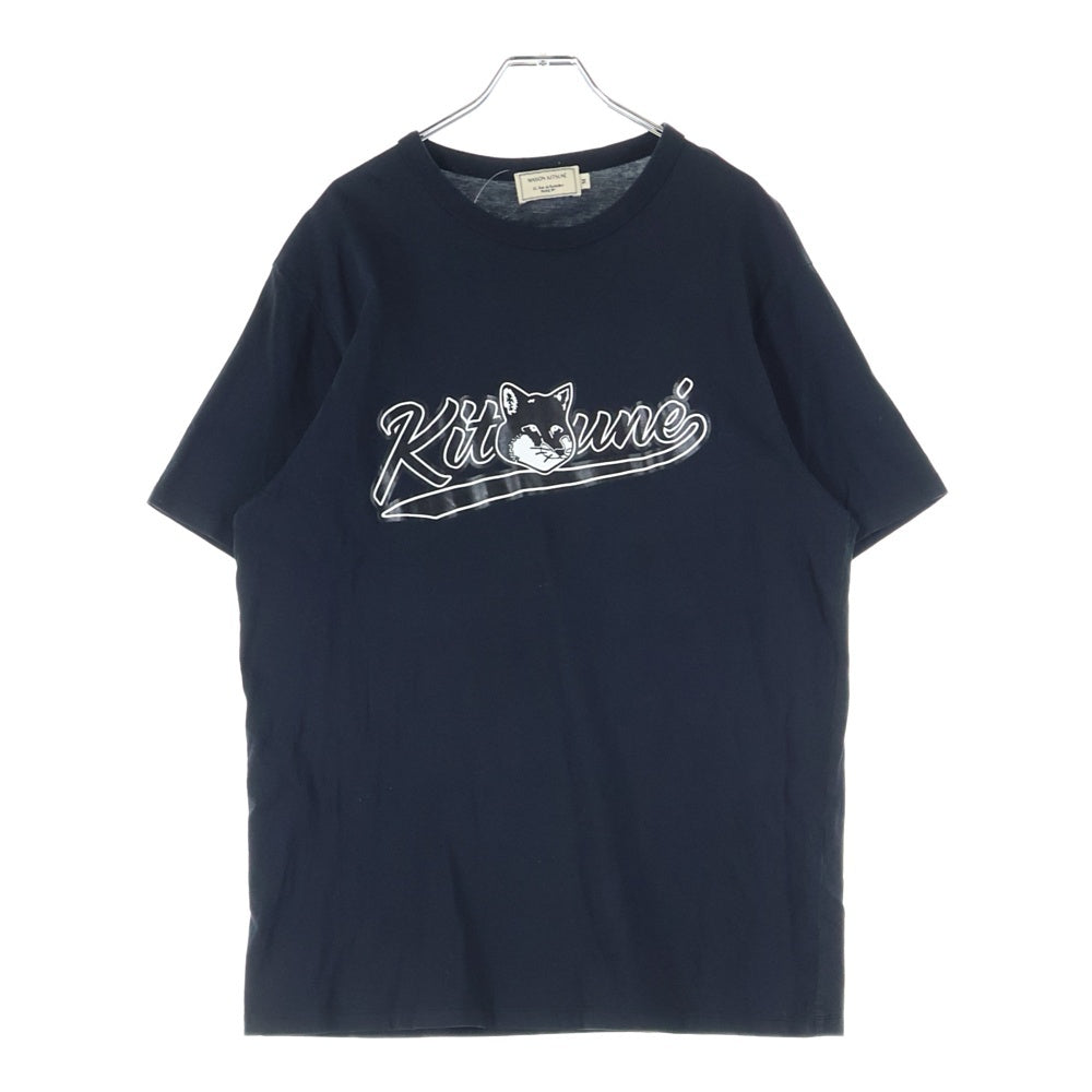 MAISON KITSUNE(メゾンキツネ) Varsity Fox ロゴプリント クルーネック半袖Tシャツカットソー ブラック GM00120KJ0010