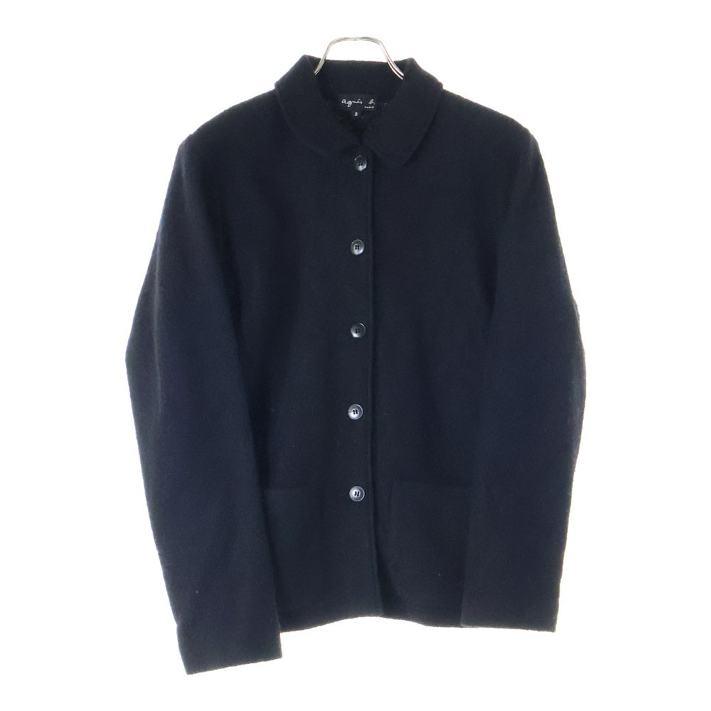 agnes b.(アニエスベー) フロントボタン ボア フリース ステンカラー ジャケット レディース ブラック