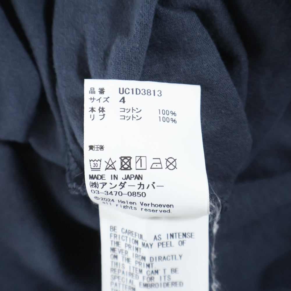 UNDERCOVER(アンダーカバー) Helen Verhoeven 袖刺繍 クルーネック半袖Tシャツカットソー ネイビー UC1D3813