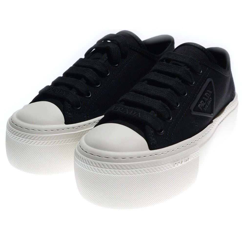 PRADA(プラダ) トライアングルロゴ コットンキャンバス ローカットスニーカー レディース ブラック 1E407N