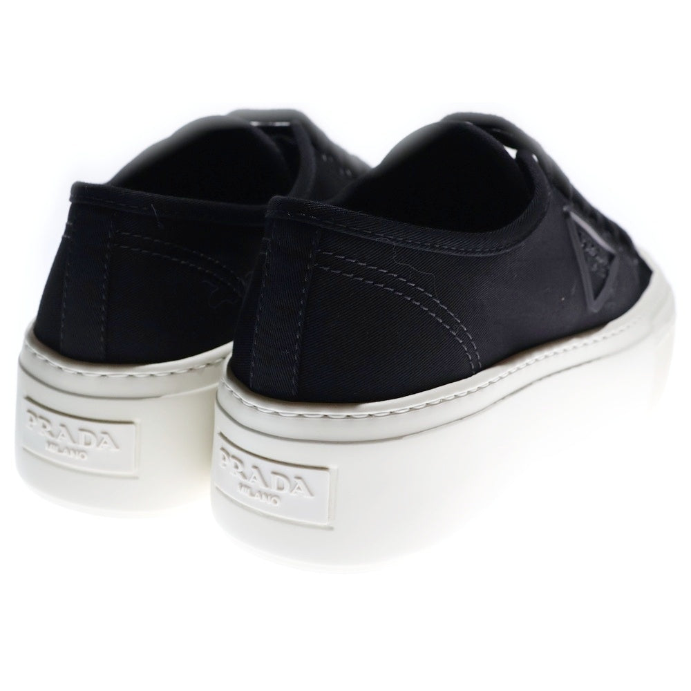 PRADA(プラダ) トライアングルロゴ コットンキャンバス ローカットスニーカー レディース ブラック 1E407N