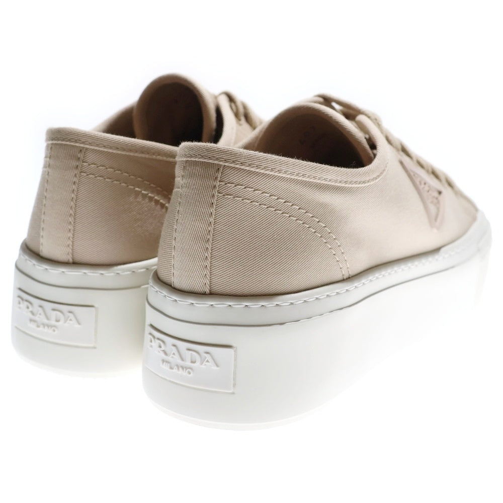 PRADA(プラダ) トライアングルロゴ コットンキャンバス ローカットスニーカー ベージュ 1E407N レディース