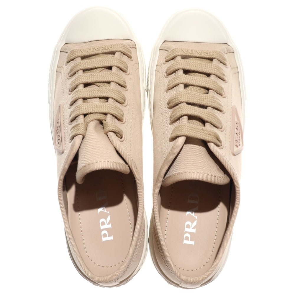 PRADA(プラダ) トライアングルロゴ コットンキャンバス ローカットスニーカー ベージュ 1E407N レディース
