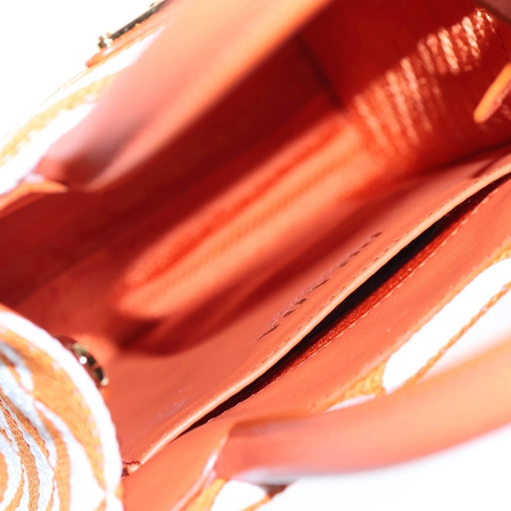 PRADA(プラダ) TRIANGOLO JACQUARD メタルロゴ トライアングルジャガード織 ハンドショルダーバッグ ホワイト/オレンジ 1BA355 レディース