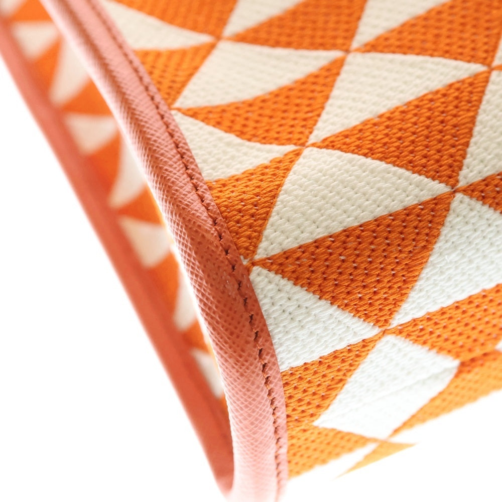 PRADA(プラダ) TRIANGOLO JACQUARD メタルロゴ トライアングルジャガード織 ハンドショルダーバッグ ホワイト/オレンジ 1BA355 レディース