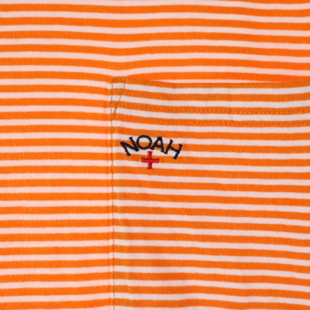 NOAH(ノア) フロントポケットロゴ ストライプクルーネック半袖Tシャツカットソー オレンジ 20-071-122-0040-1-0