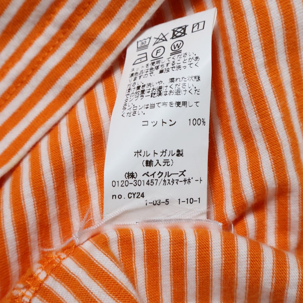 NOAH(ノア) フロントポケットロゴ ストライプクルーネック半袖Tシャツカットソー オレンジ 20-071-122-0040-1-0