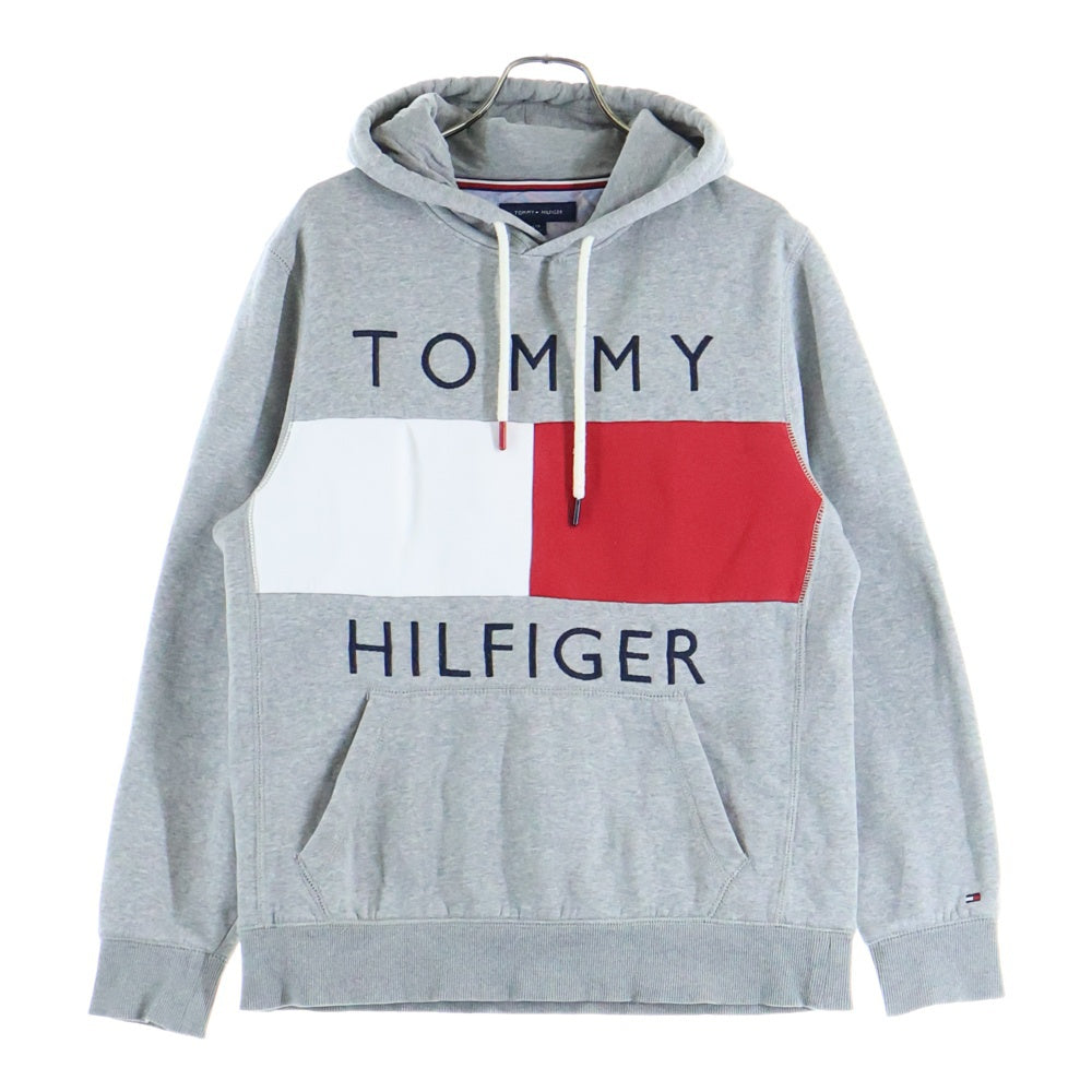 TOMMY HILFIGER(トミーヒルフィガー) フロントロゴ刺繍 プルオーバーパーカー グレー