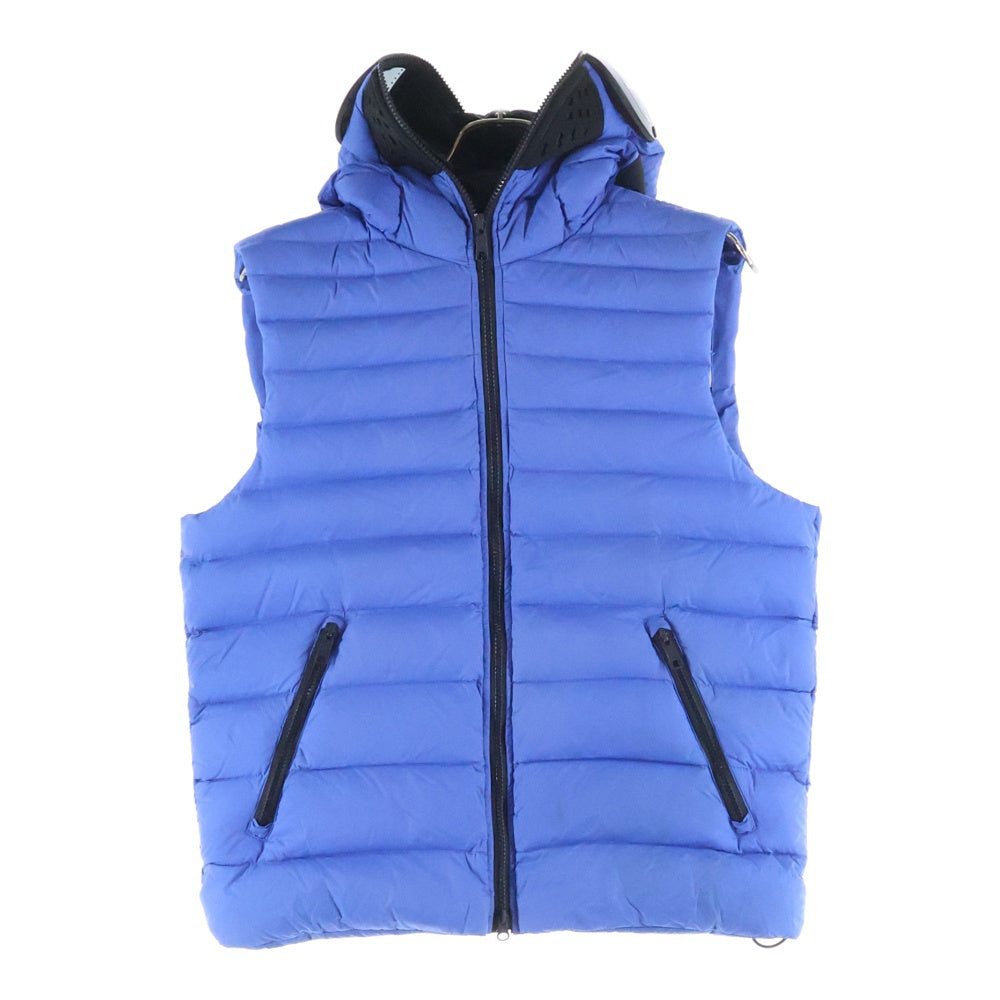 NO BRAND(ノーブランド) AI-RIDERS ON THE STORM（アイライダース オンザストーム）ゴーグル付き フーデッドフルジップダウンベスト ブルー