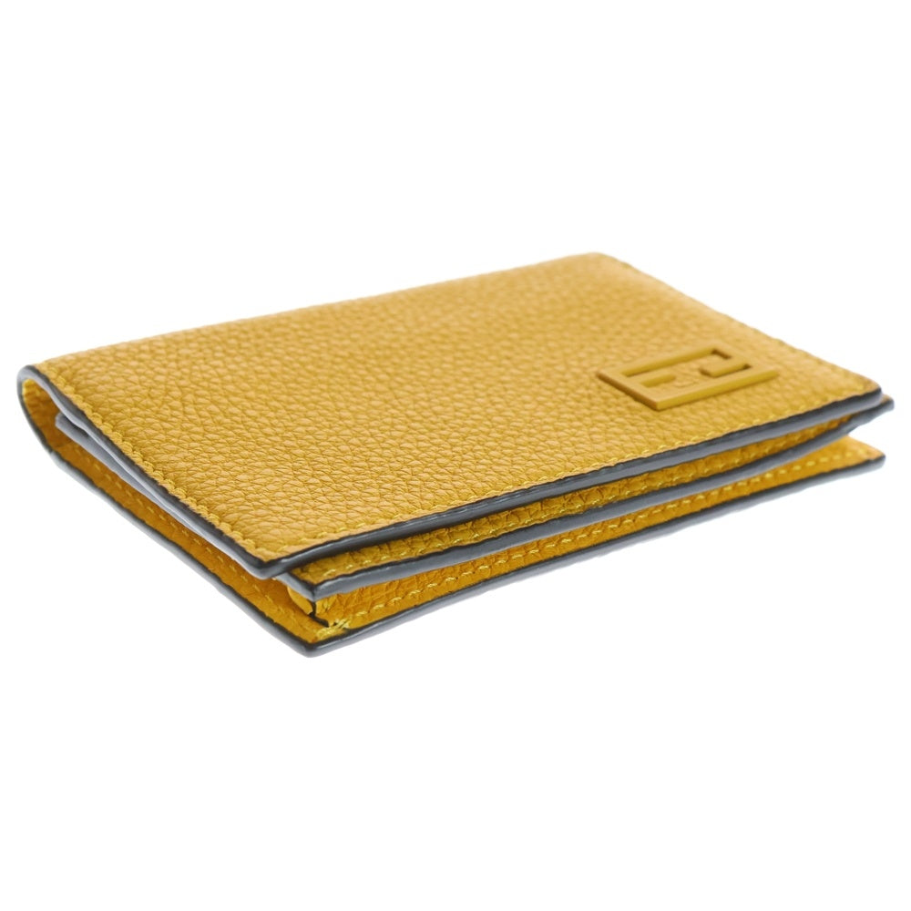 FENDI(フェンディ) ロゴプレート 二つ折り レザー カードケース イエロー 7M0222