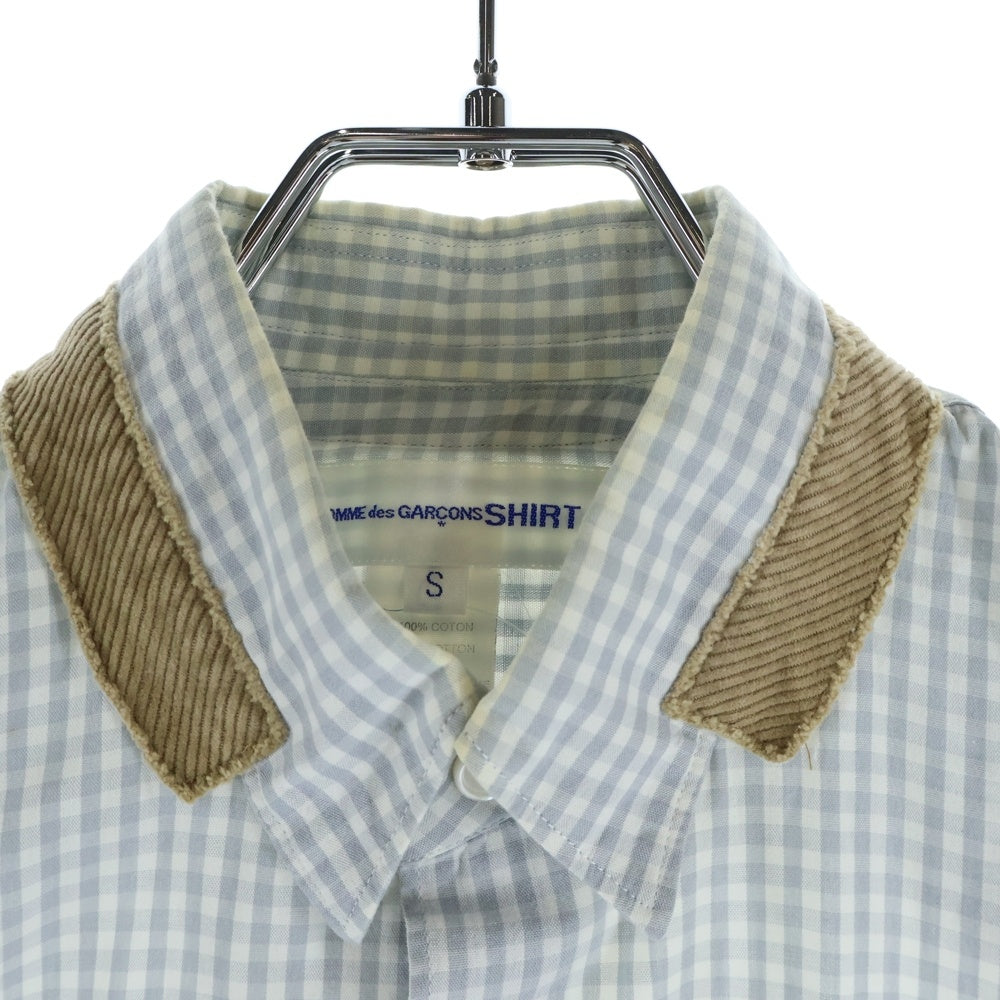 COMME des GARCONS SHIRT(コムデギャルソンシャツ) フロントポケット ギンガムチェック 長袖シャツ ホワイト/ブルー