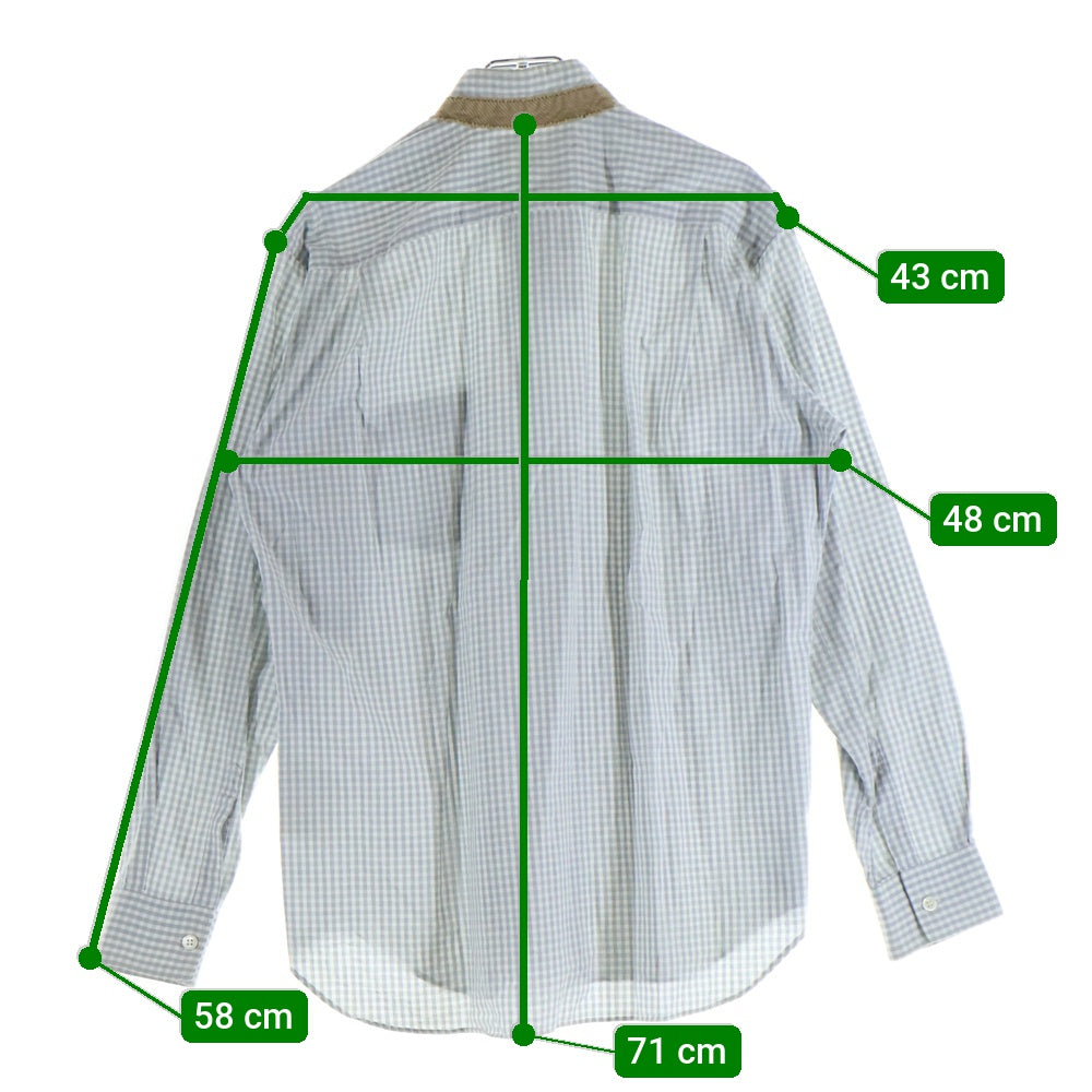 COMME des GARCONS SHIRT(コムデギャルソンシャツ) フロントポケット ギンガムチェック 長袖シャツ ホワイト/ブルー