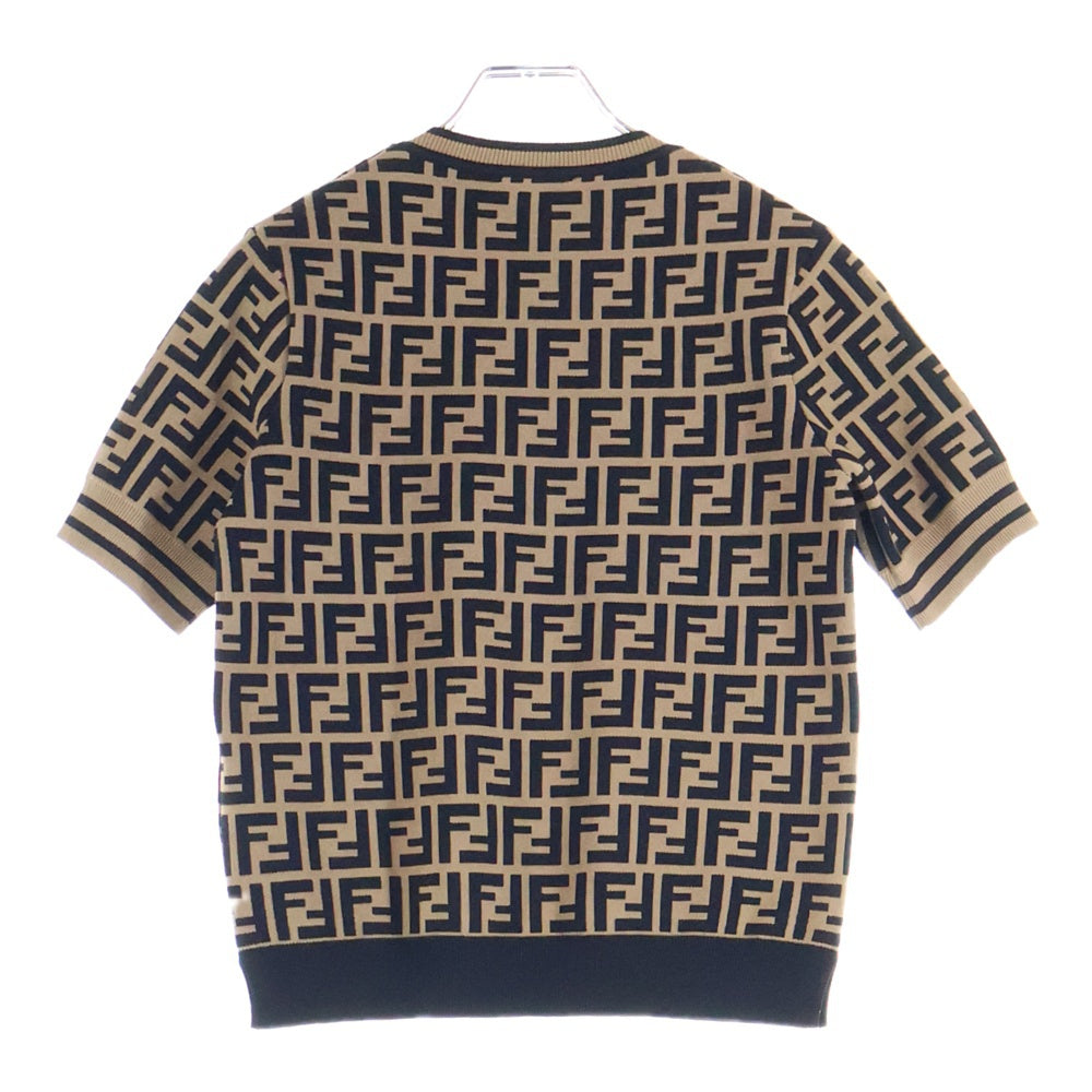 FENDI(フェンディ) ズッカ柄 クルーネック半袖ニット レディース ブラウン FZY702 A5QG