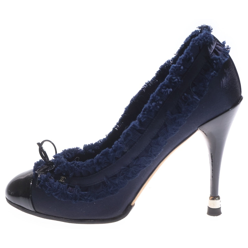 CHANEL(シャネル) リボン レースデザイン ハイヒール パンプス レディース ネイビー G28241Y01018
