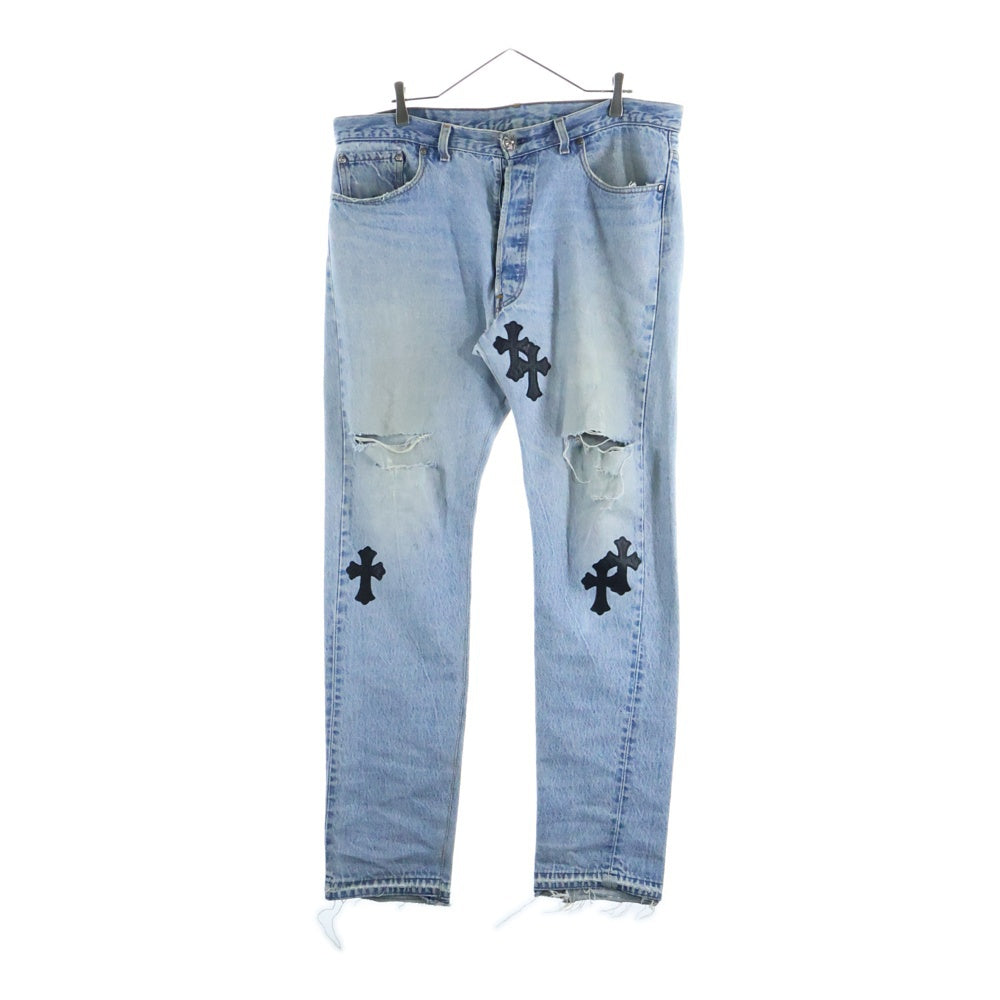 CHROME HEARTS(クロムハーツ) ×GALLERY DEPT. クロスパッチ付き ウォッシュドデニムパンツ インディゴ