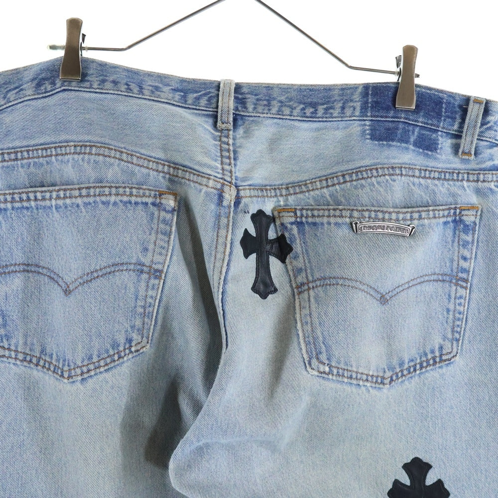 CHROME HEARTS(クロムハーツ) ×GALLERY DEPT. クロスパッチ付き ウォッシュドデニムパンツ インディゴ