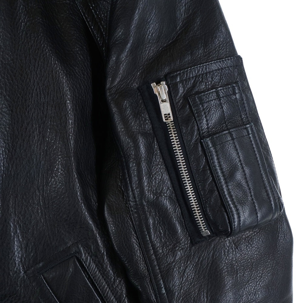 Rick Owens(リックオウエンス) 16SS ジップアップ レザーボンバージャケット ブラック RU16S3775-LCW