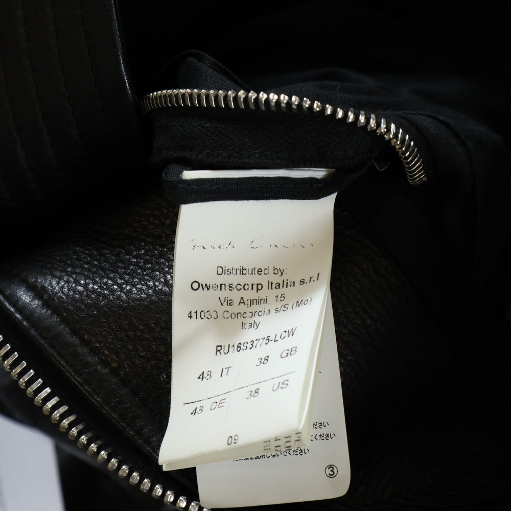 Rick Owens(リックオウエンス) 16SS ジップアップ レザーボンバージャケット ブラック RU16S3775-LCW