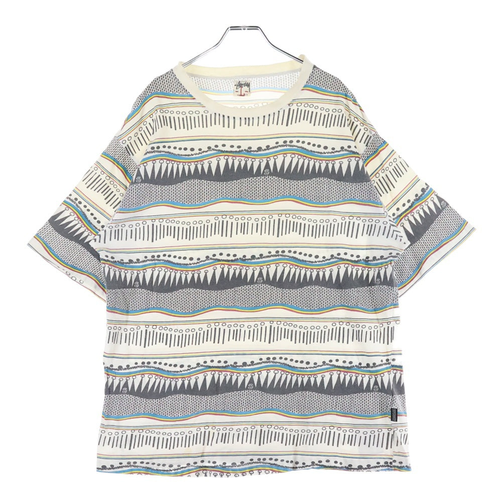 STUSSY(ステューシー) 00s TOMTOM PATTERN TEE トムトム柄 クルーネック 半袖Tシャツ カットソー マルチカラー