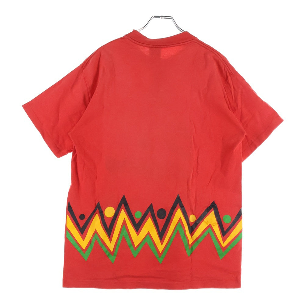 STUSSY(ステューシー) 80s VINTAGE ラスタライオン プリント クルーネック 半袖Tシャツ カットソー レッド