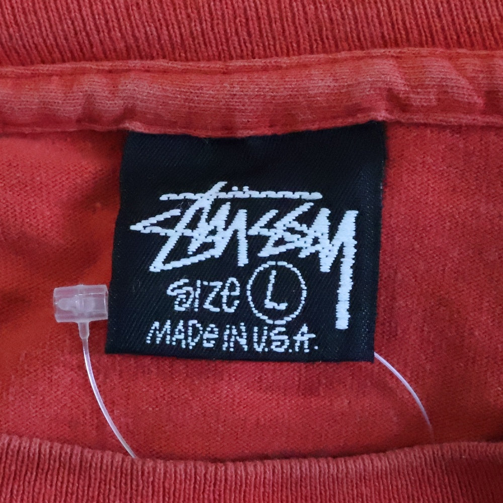 STUSSY(ステューシー) 80s VINTAGE ラスタライオン プリント クルーネック 半袖Tシャツ カットソー レッド