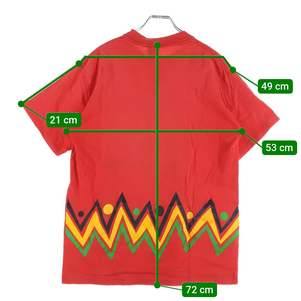 STUSSY(ステューシー) 80s VINTAGE ラスタライオン プリント クルーネック 半袖Tシャツ カットソー レッド