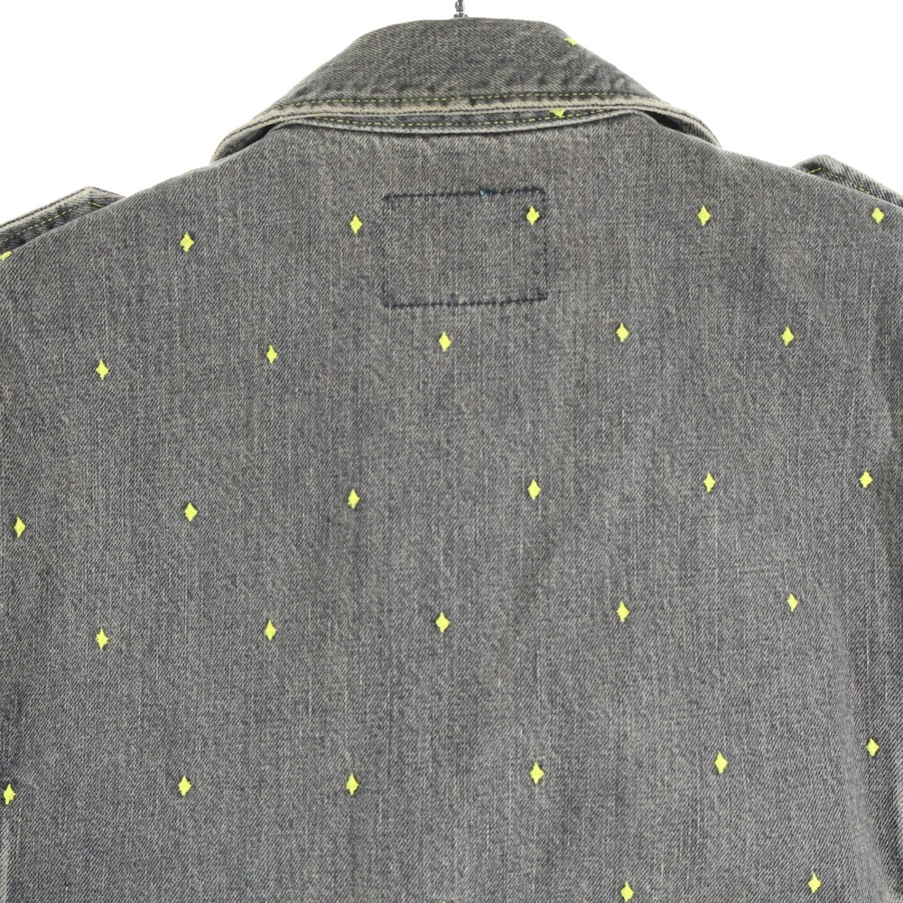 UNDERCOVER(アンダーカバー) 02SS The Illusion Of Haze Double Collar Rider Denim Vest イリュージョン オブ ヘイズ ダブル カラー ダイヤ柄 ライダー デニム ベスト グレー