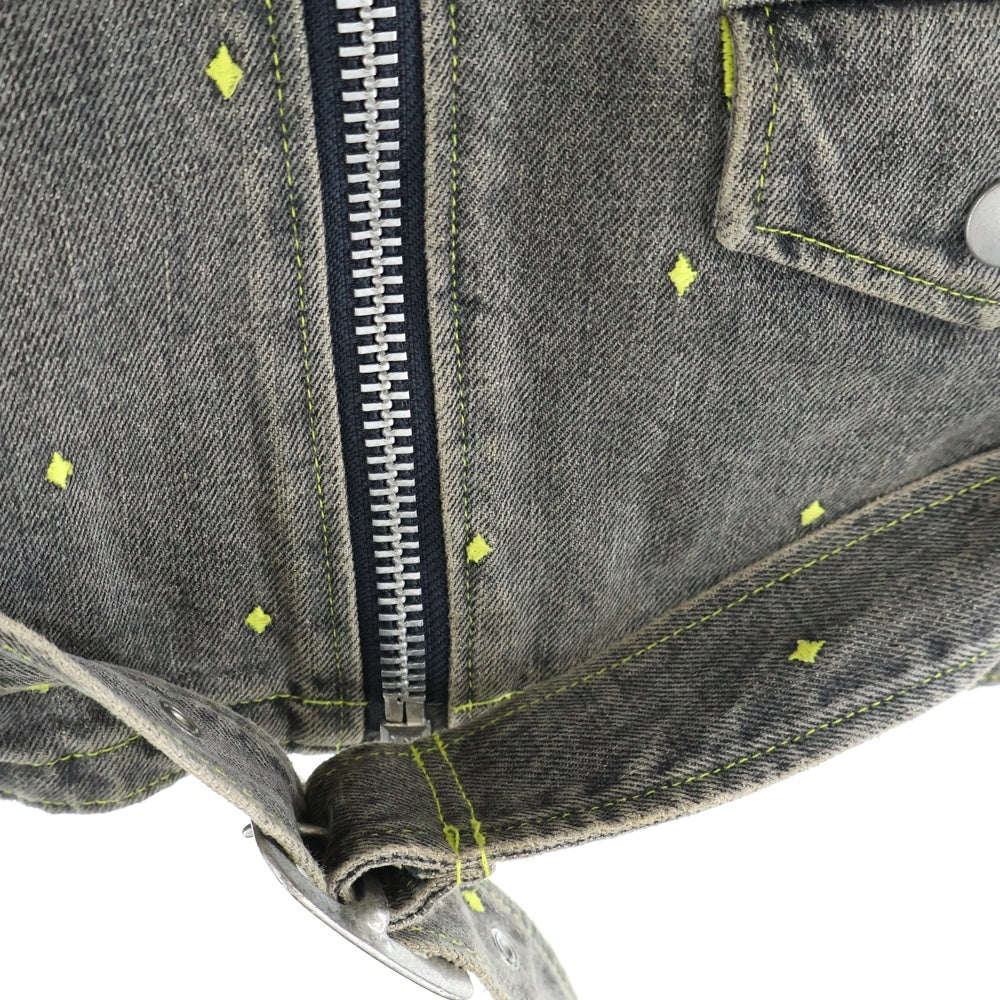 UNDERCOVER(アンダーカバー) 02SS The Illusion Of Haze Double Collar Rider Denim Vest イリュージョン オブ ヘイズ ダブル カラー ダイヤ柄 ライダー デニム ベスト グレー