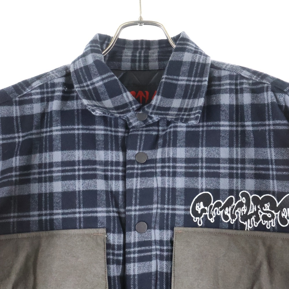 cvtvlist(カタリスト) 23AW Drip Check Shirt ドリップチェックシャツ 中綿 コットン ジャケット ブラック 2201110202