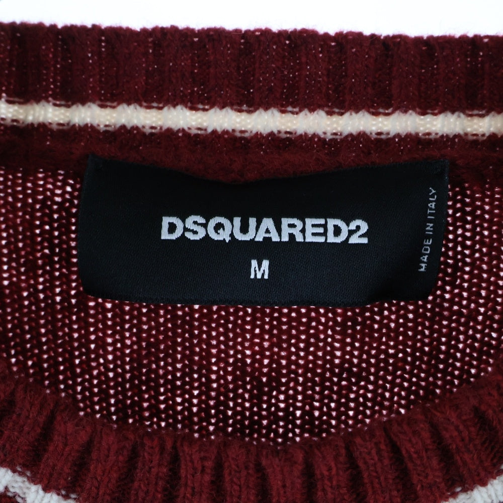 DSQUARED2(ディースクエアード) チェーンスタッズ装飾 デザインウールニットベスト レッド S71HA0702 S15986