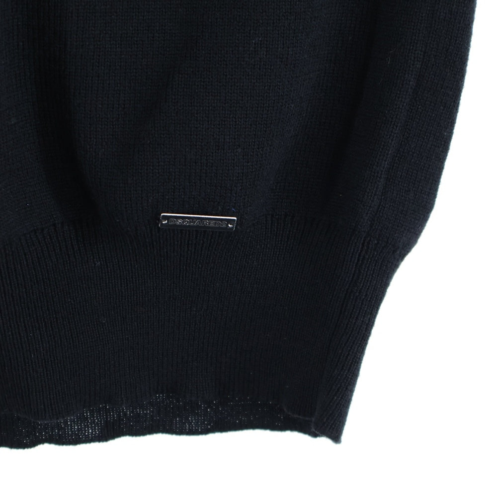 DSQUARED2(ディースクエアード) V-neck glitter knit Vest Vネック グリッター プルオーバーニットベスト ネイビー/ホワイト/ブラック S74HA0729 S15911