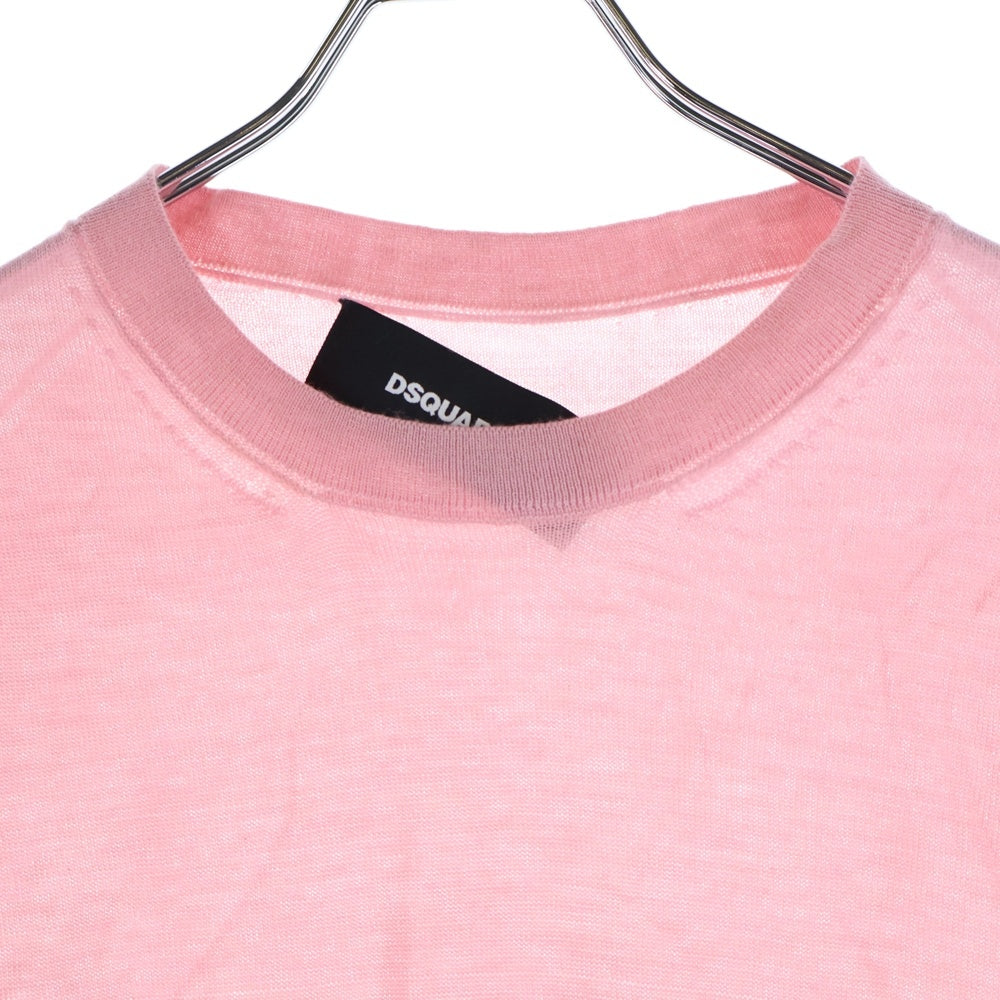 DSQUARED2(ディースクエアード) クルーネック ウールニットセーター ピンク S71HA0794 S15991