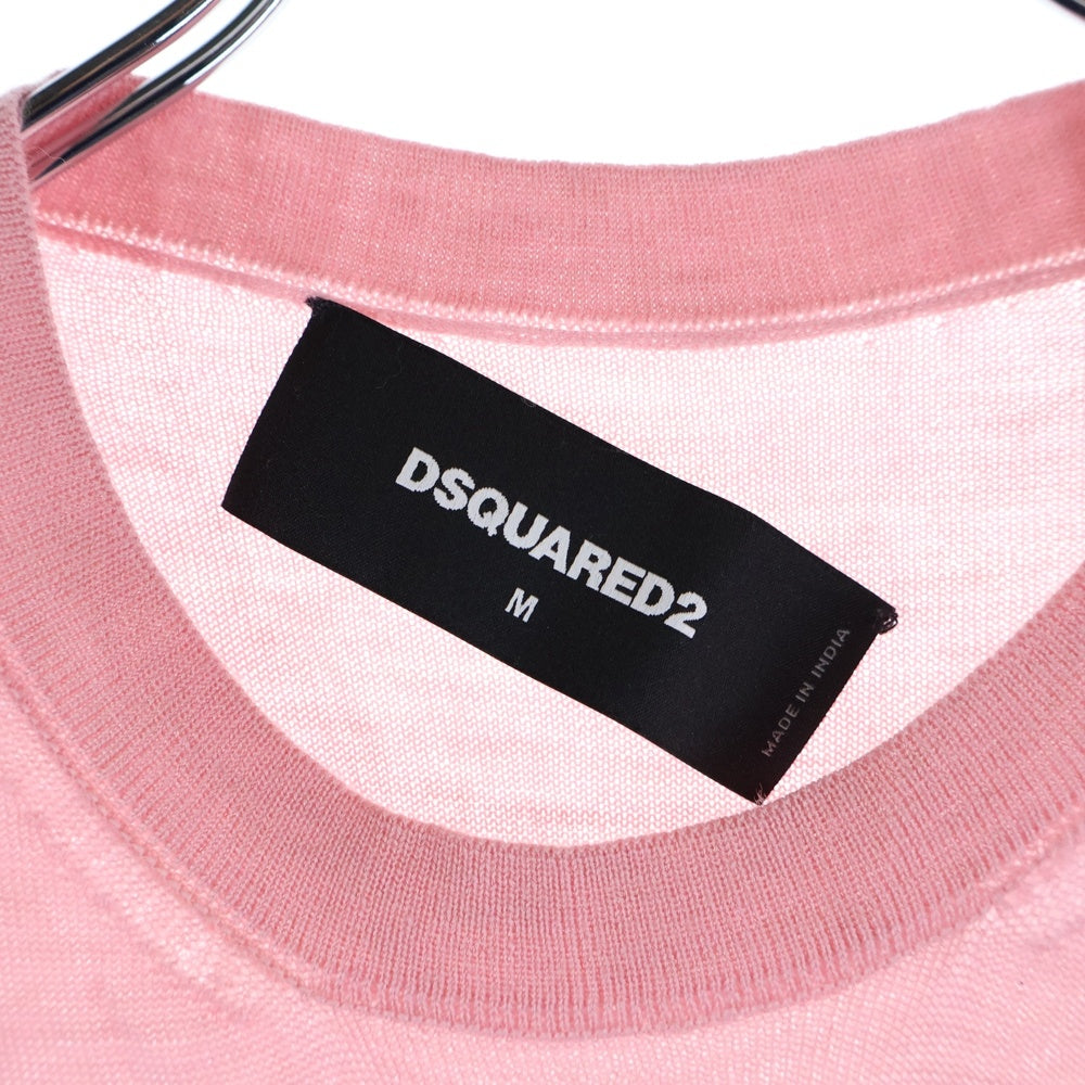 DSQUARED2(ディースクエアード) クルーネック ウールニットセーター ピンク S71HA0794 S15991