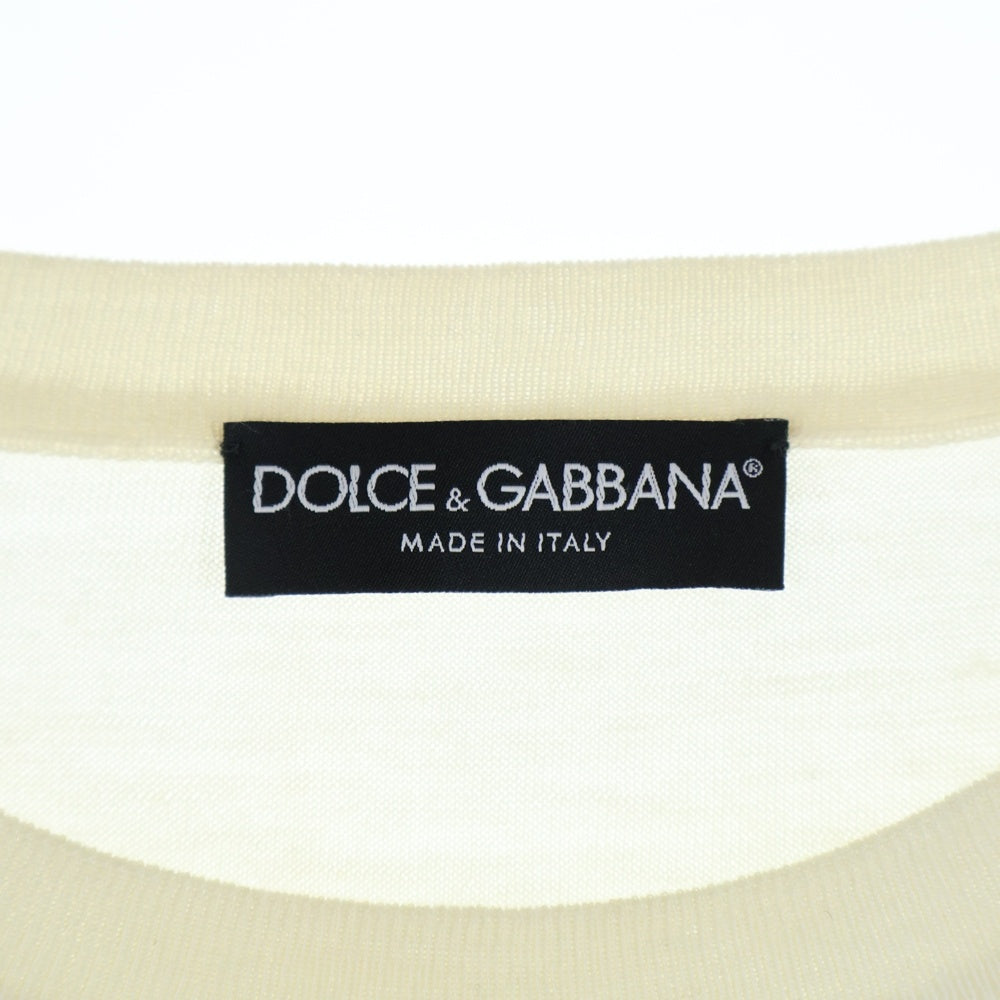 DOLCE & GABBANA(ドルチェアンドガッバーナ) ボーダーデザイン クルーネック カシミヤ ニットセーター ホワイト GN059K/F64AG-B