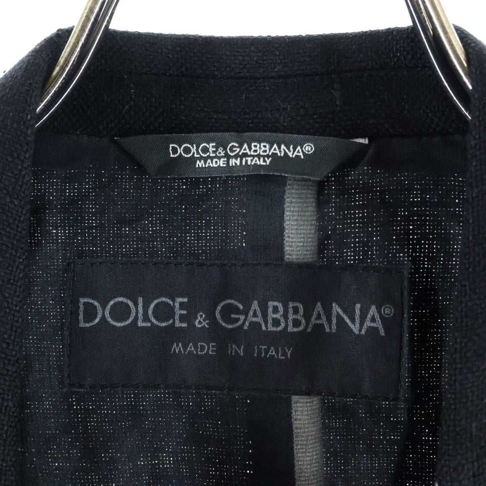 DOLCE & GABBANA(ドルチェアンドガッバーナ) ラペルデザイン 1B シルク テーラードジャケット イタリア製 ブラック G2794T