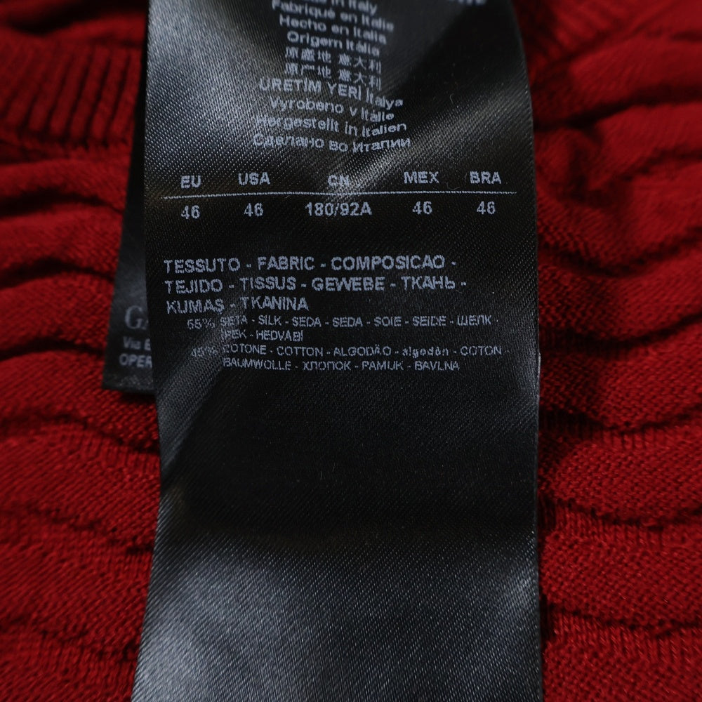GIORGIO ARMANI(ジョルジオアルマーニ) エンボス加工 クルーネック長袖ニットシャツ レッド 6HSM11 SM09Z