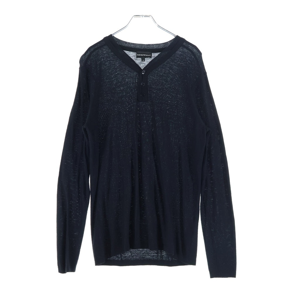 EMPORIO ARMANI(エンポリオアルマーニ) ヘンリーネック カシミヤ混 長袖ニットシャツ ブラック