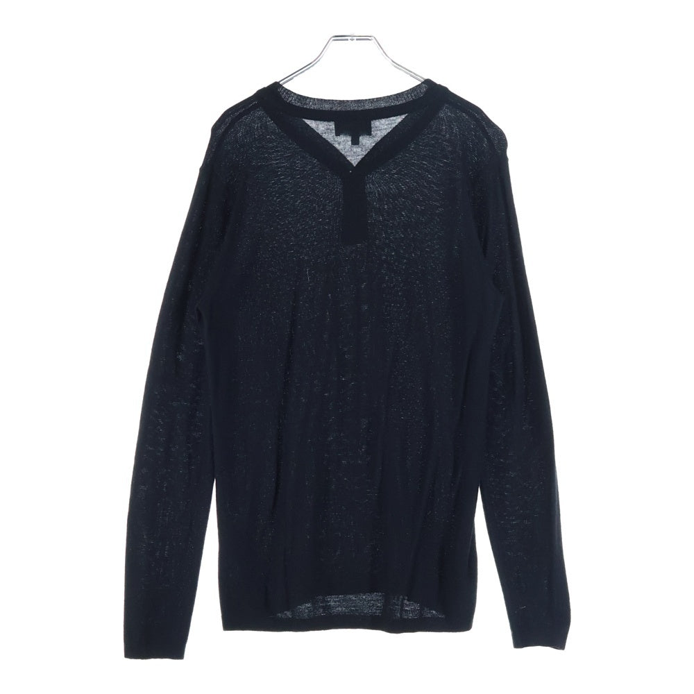 EMPORIO ARMANI(エンポリオアルマーニ) ヘンリーネック カシミヤ混 長袖ニットシャツ ブラック