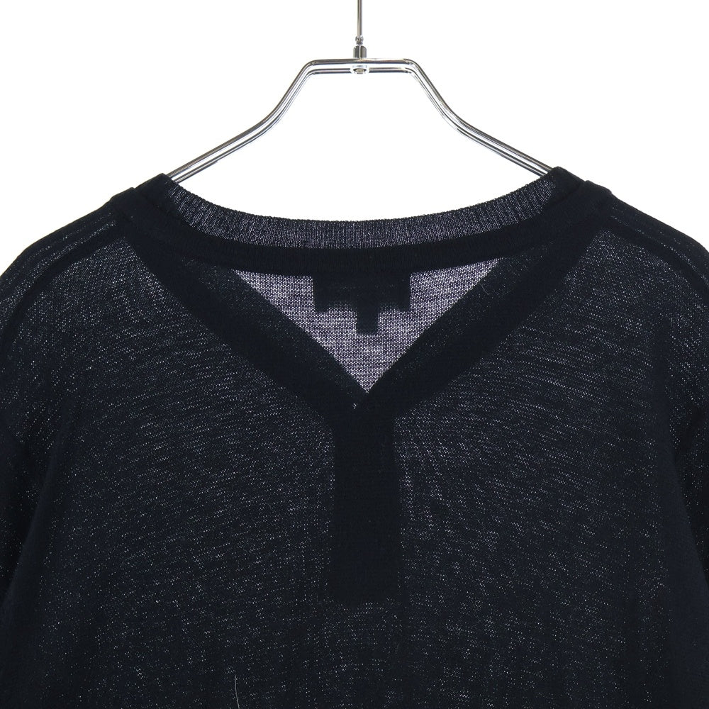 EMPORIO ARMANI(エンポリオアルマーニ) ヘンリーネック カシミヤ混 長袖ニットシャツ ブラック