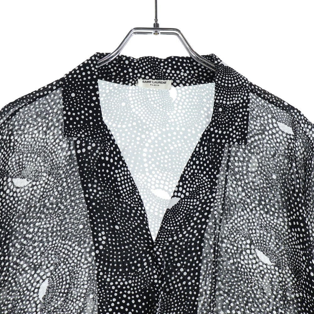 SAINT LAURENT PARIS(サンローランパリ) スパイラルドット レーヨン半袖シャツ ブラック/ホワイト 596009 Y1A77