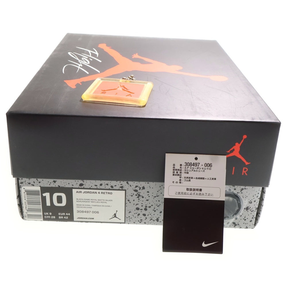 NIKE(ナイキ) AIR JORDAN 4 RETRO MOTORSPORTS ALTERNATE エアジョーダン4 レトロ モータースポーツ オルタネイト ハイカットスニーカー ブラック US10/28cm 308497-006