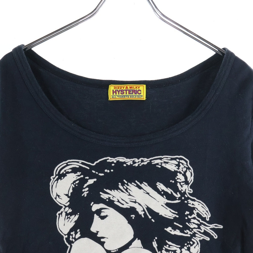 HYSTERIC GLAMOUR(ヒステリックグラマー) フロントLOVEプリント Uネック半袖Tシャツカットソー レディース ブラック 0124CT06