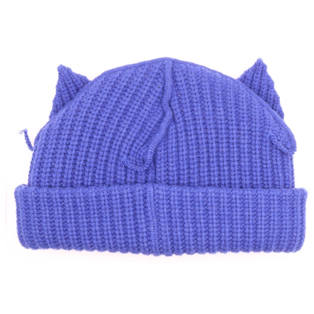 CHARLES JEFFREY LOVERBOY(チャールズジェフリーラバーボーイ) フロントロゴ 耳付き ニット帽 ビーニー ブルー